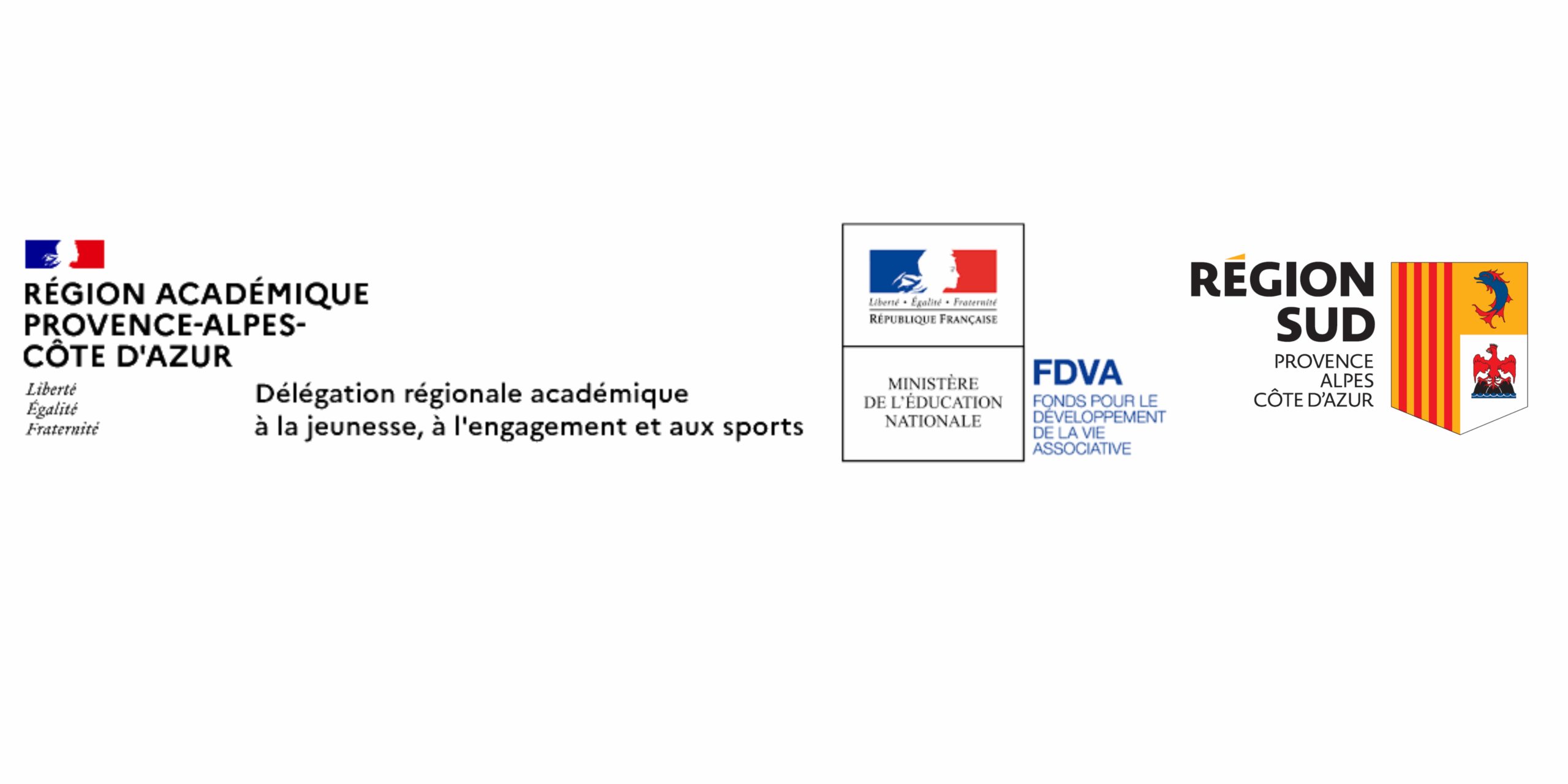 logos des partenaires Portail de Formation des bénévoles - DRAJES FDVA et Région Sud