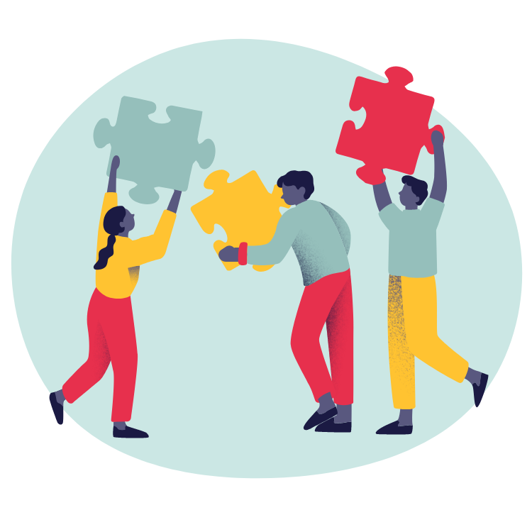 Illustration Personnes & Puzzle - Le mouvement associatif Provence Alpes Côte d'Azur