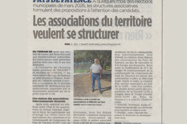Propositions des Associations du Pays de Fayence photo article de presse de la mobilisation 11 octobre