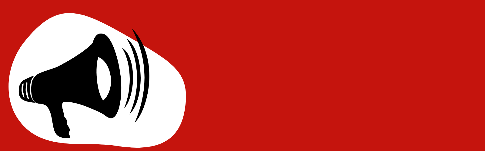bannière rouge avec mégaphone